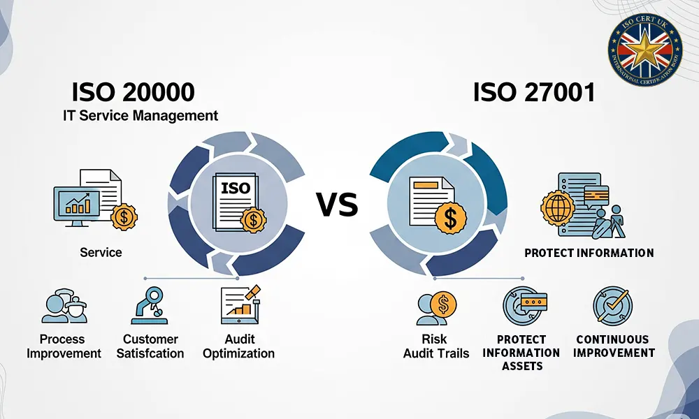 Difference between ISO 20000 and 27001
